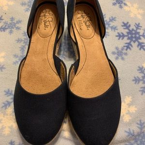 Navy blue canvas slip on
